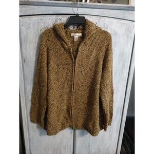 Jones New York Sports Wool Zip Up Hooded  Jacket 1x Camel Boho Cozy